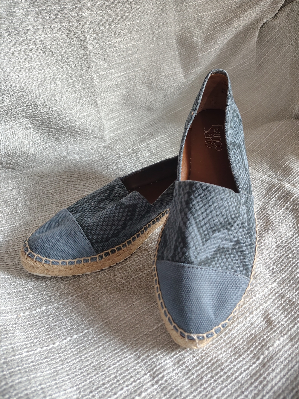 Franco Sarto Casey 2 Blue Snakeskin Print Espadrille Flats Women's 8.5M
